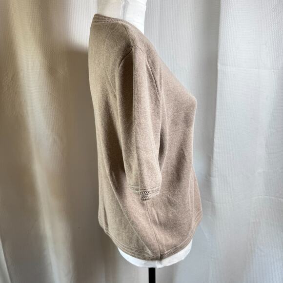 Joie V-Neck Short Sleeve Button Front Size XL Taupe Womens Cardigan Quiet Luxury - Picture 9 of 10